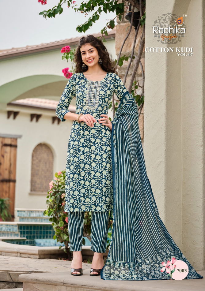 Radhika Cotton Kudi Vol 7 Printed Kurti With Bottom Dupatta
